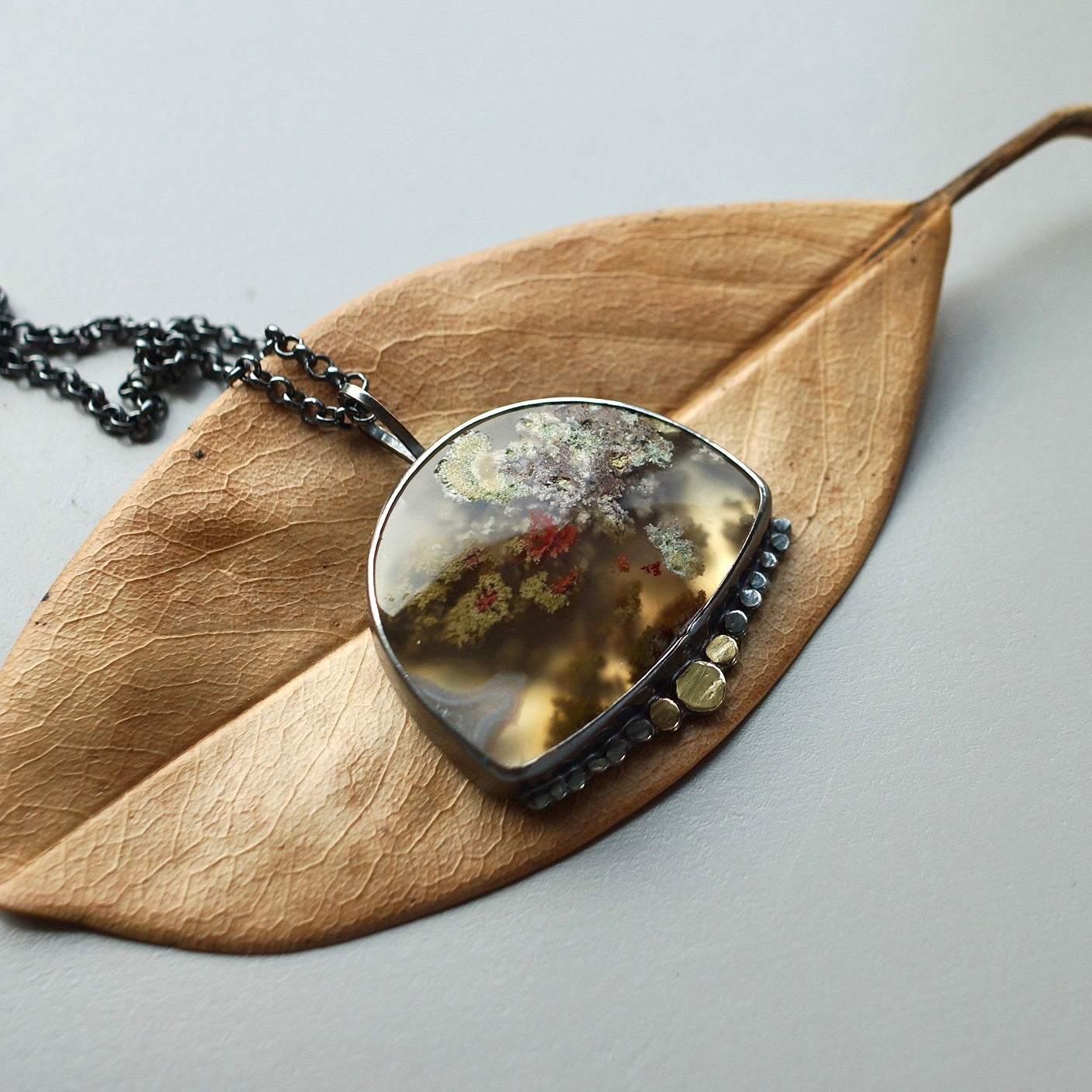 Moss agate Terrarium Pendant