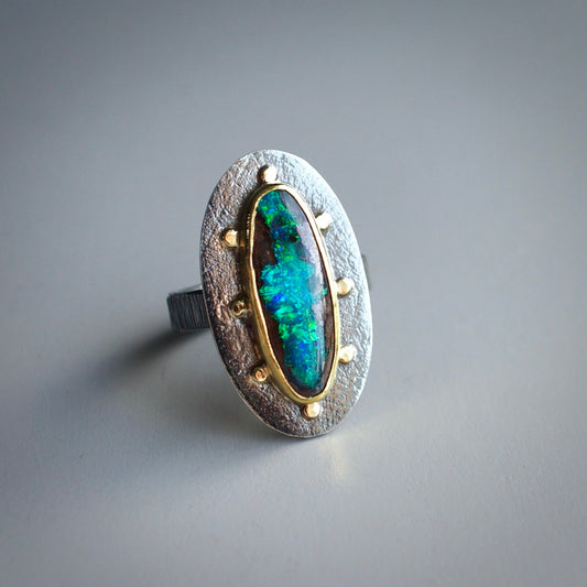 Australian boulder opal ring