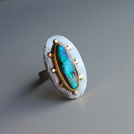 Australian boulder opal ring