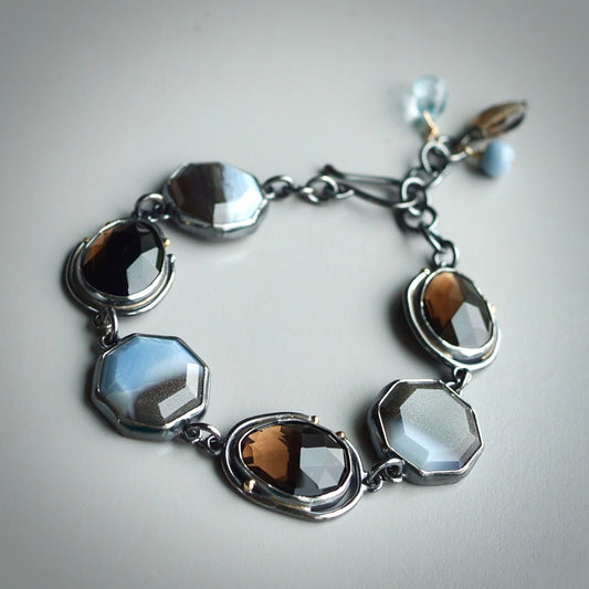 Owyhee blue opal and smokey quartz bracelet
