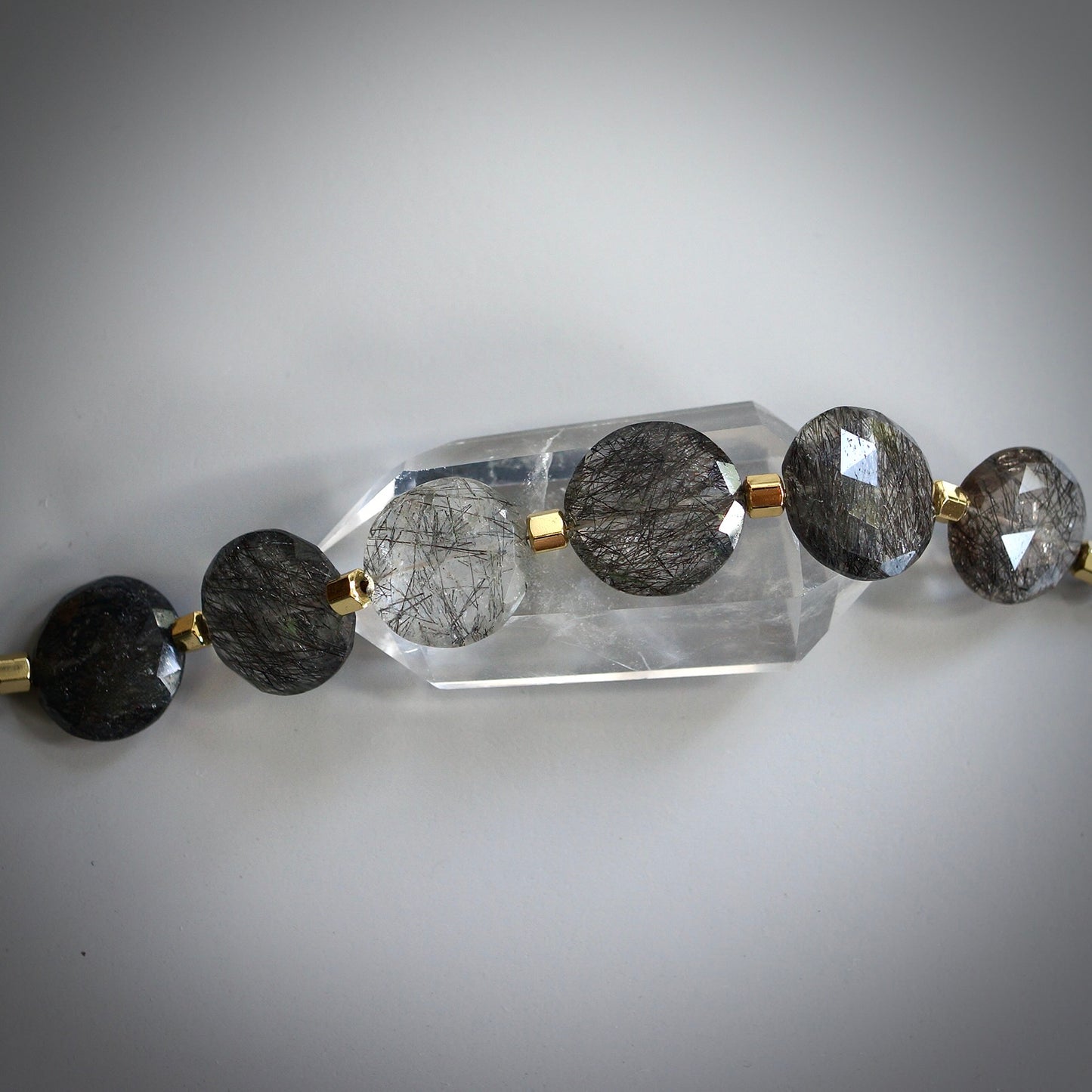 Tourmalinated quartz bracelet