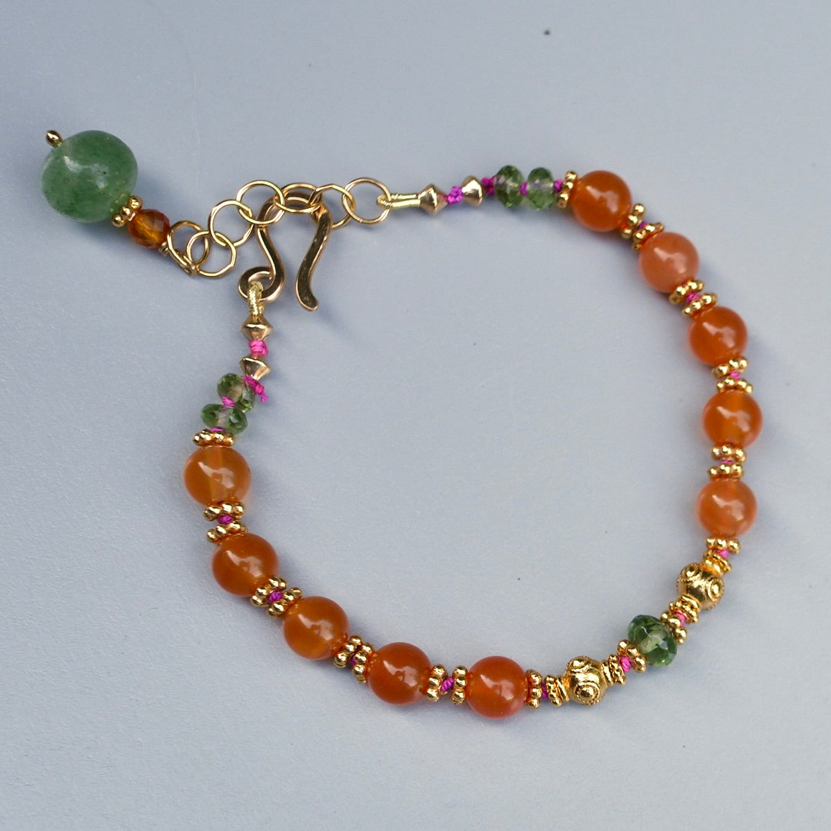 Carnelian and green apatite bracelet