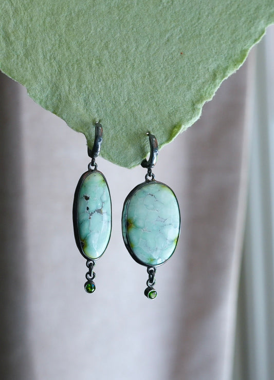 Palamino turquoise and green diopside earrings
