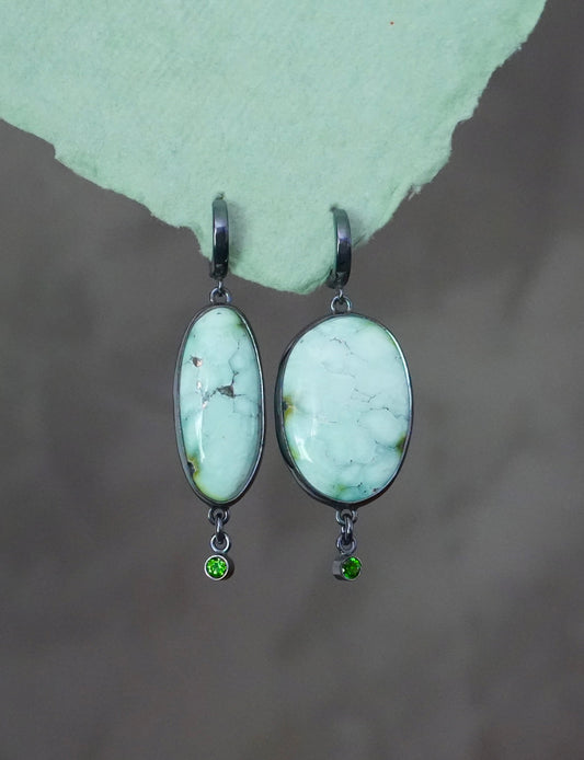 Palamino turquoise and green diopside earrings