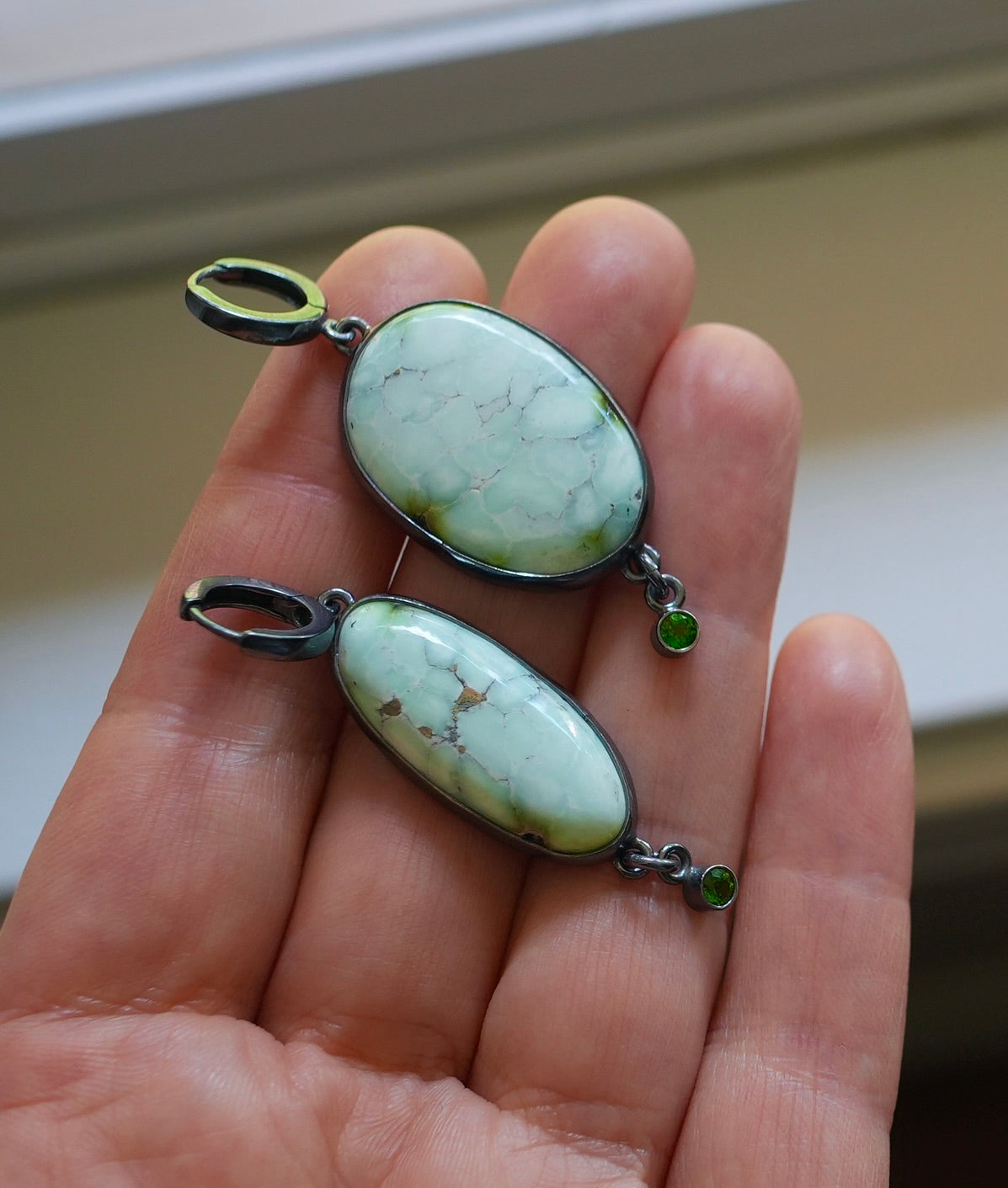 Palamino turquoise and green diopside earrings