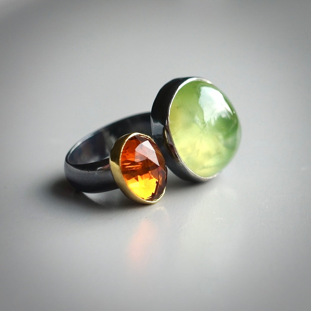 Prehnite and citrine ring