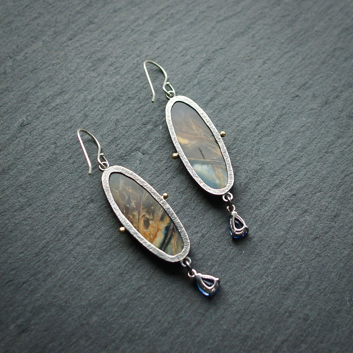 Misty Twilight Agate and Blue Kyanite earrings