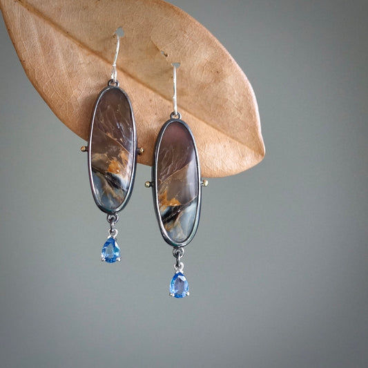 Misty Twilight Agate and Blue Kyanite earrings