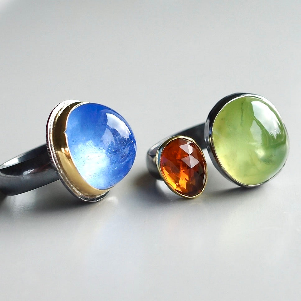 Prehnite and citrine ring