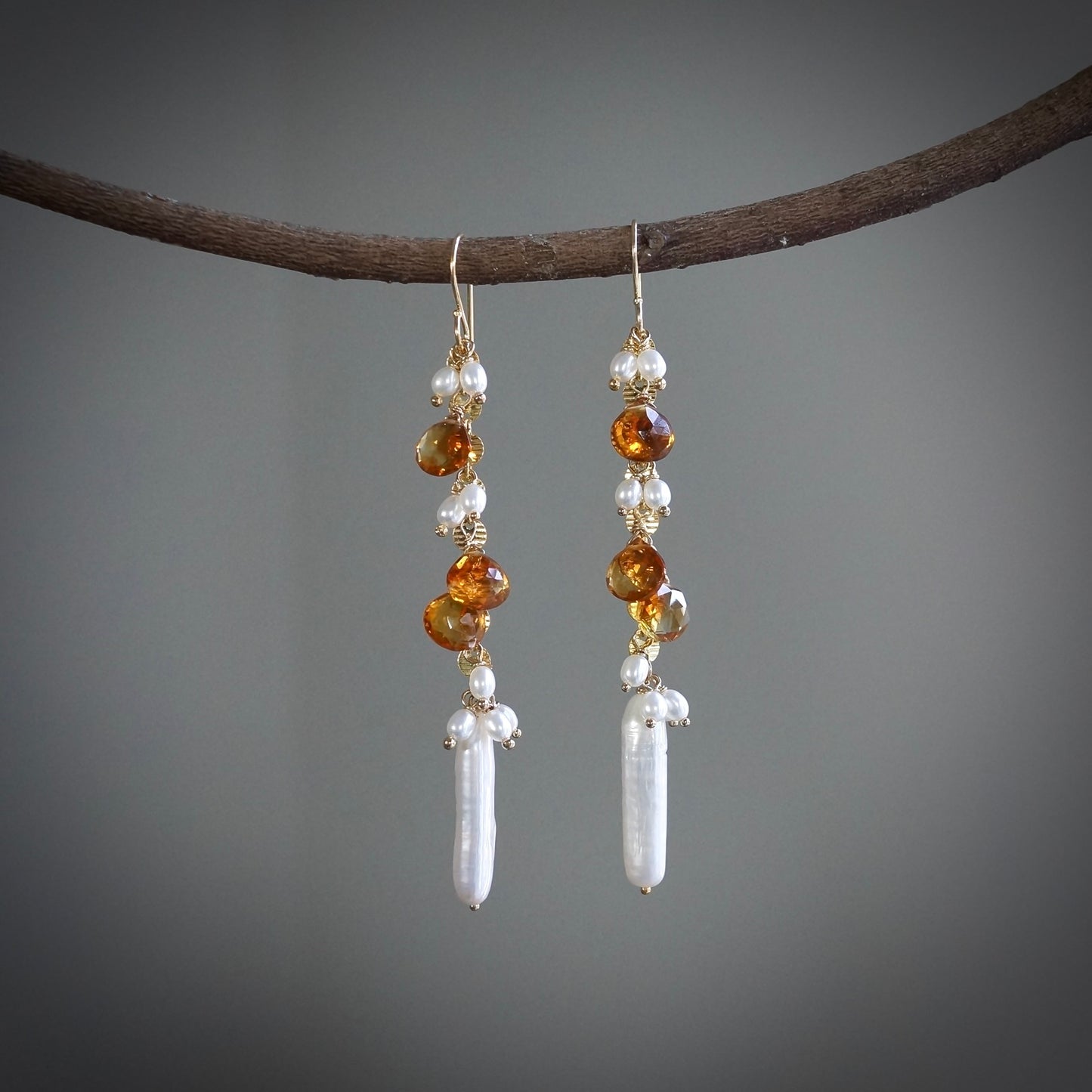 Citrine and pearl earrings