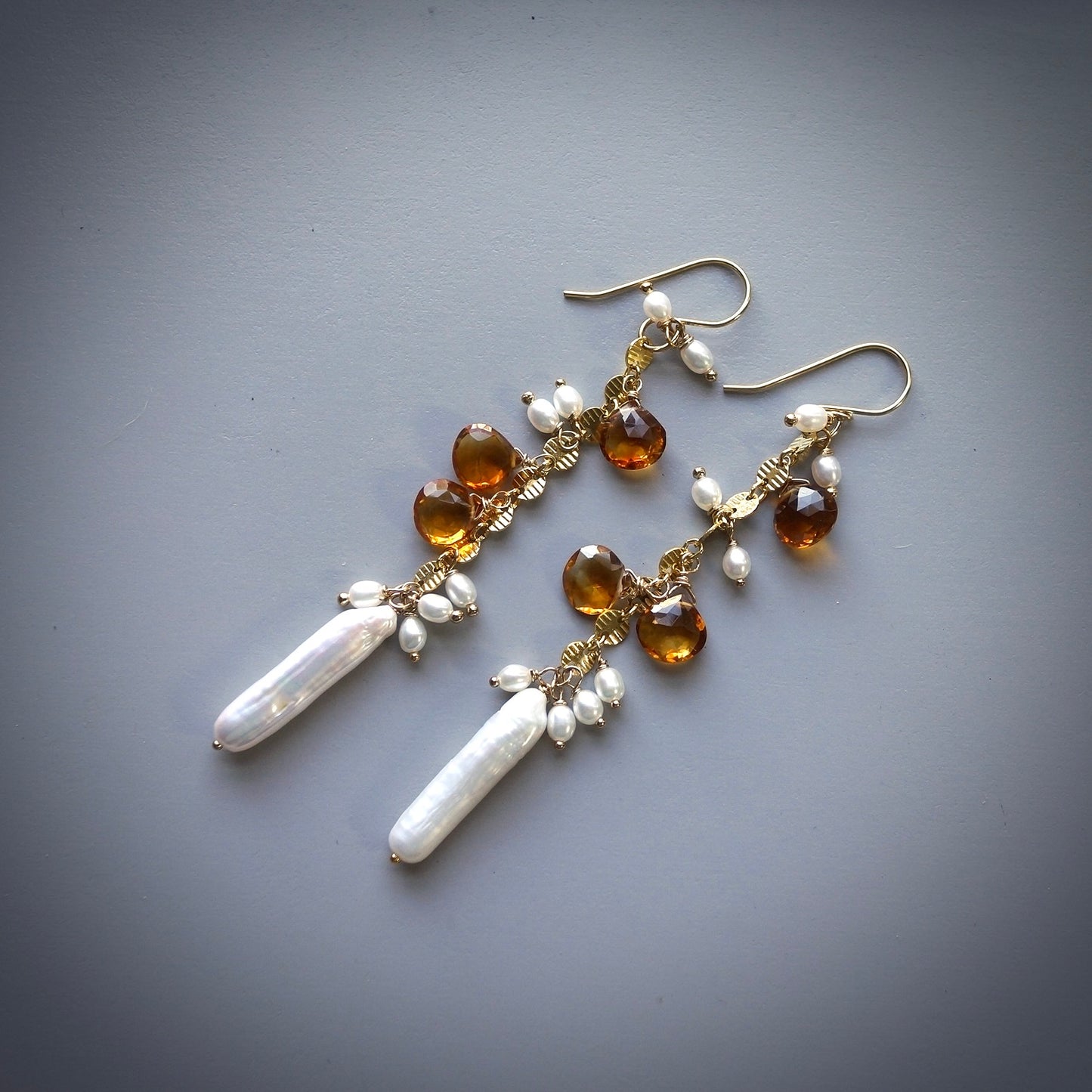 Citrine and pearl earrings