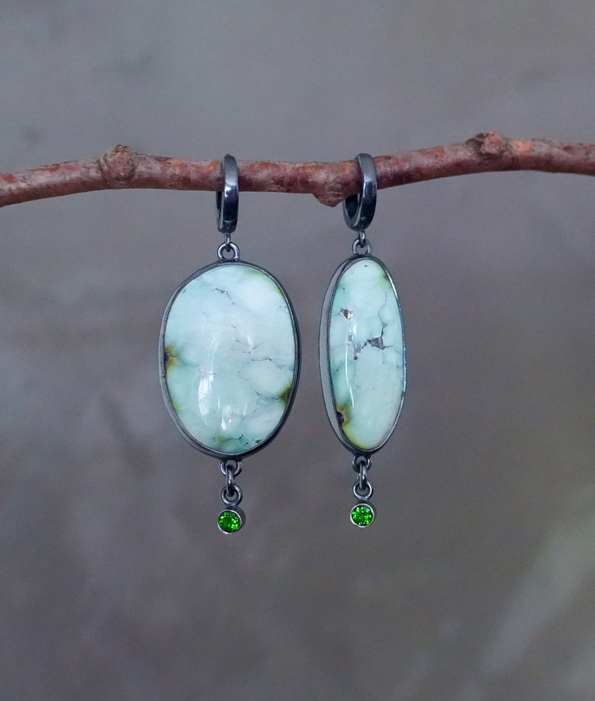 Palamino turquoise and green diopside earrings