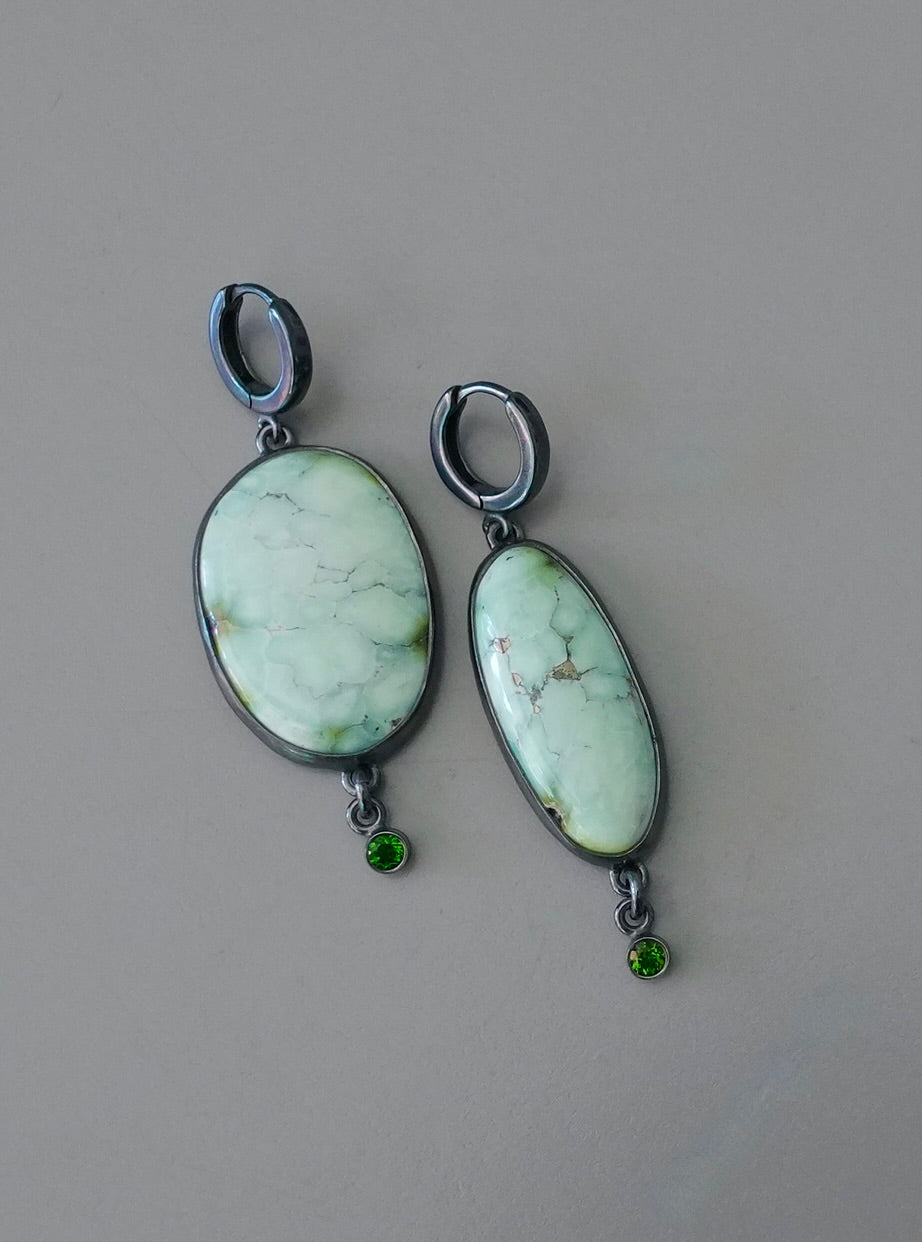 Palamino turquoise and green diopside earrings