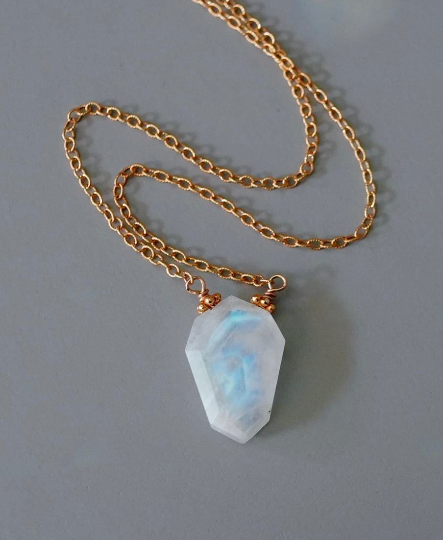 Rainbow moonstone necklace - Made to order.