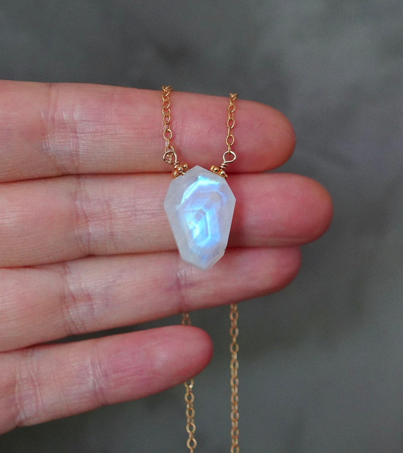 Rainbow moonstone necklace - Made to order.