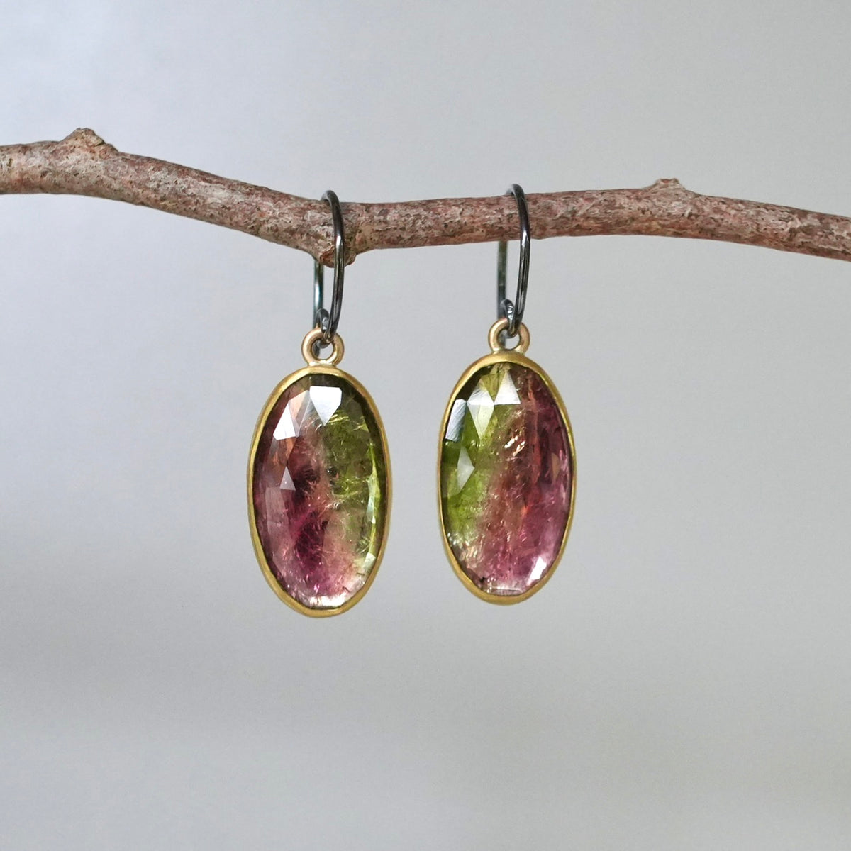 Watermelon tourmaline earrings