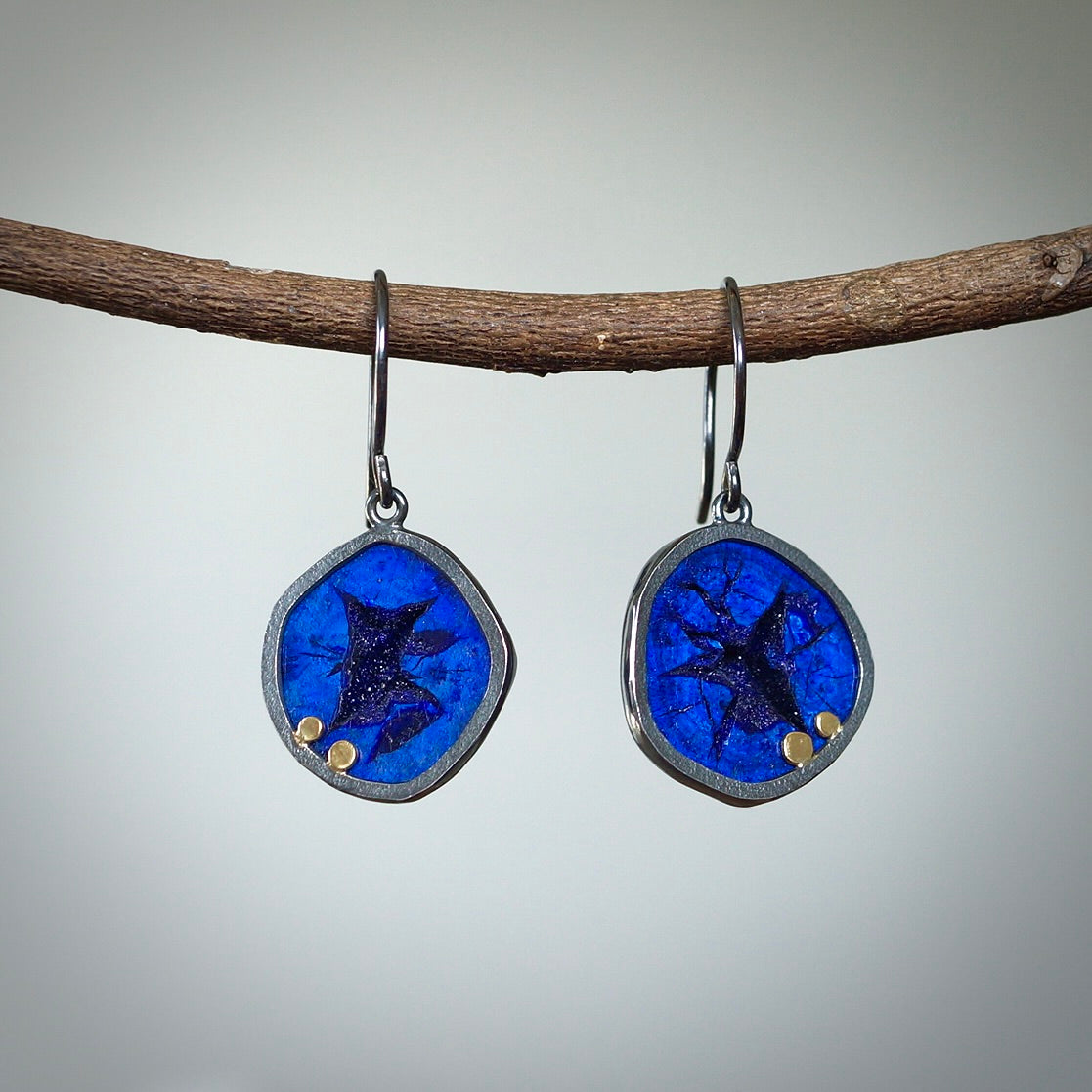 Russian azurite geode earrings