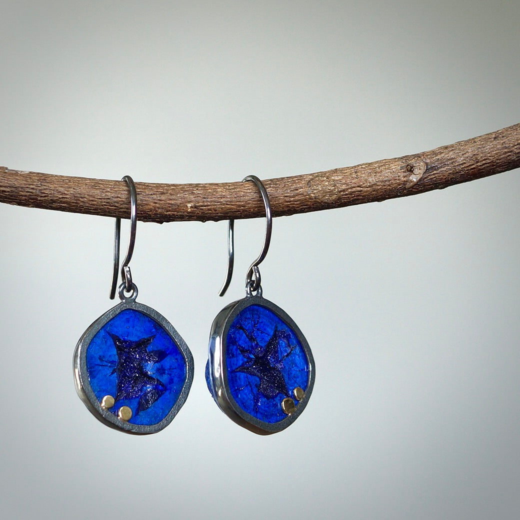 Russian azurite geode earrings