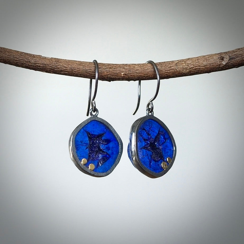 Russian azurite geode earrings