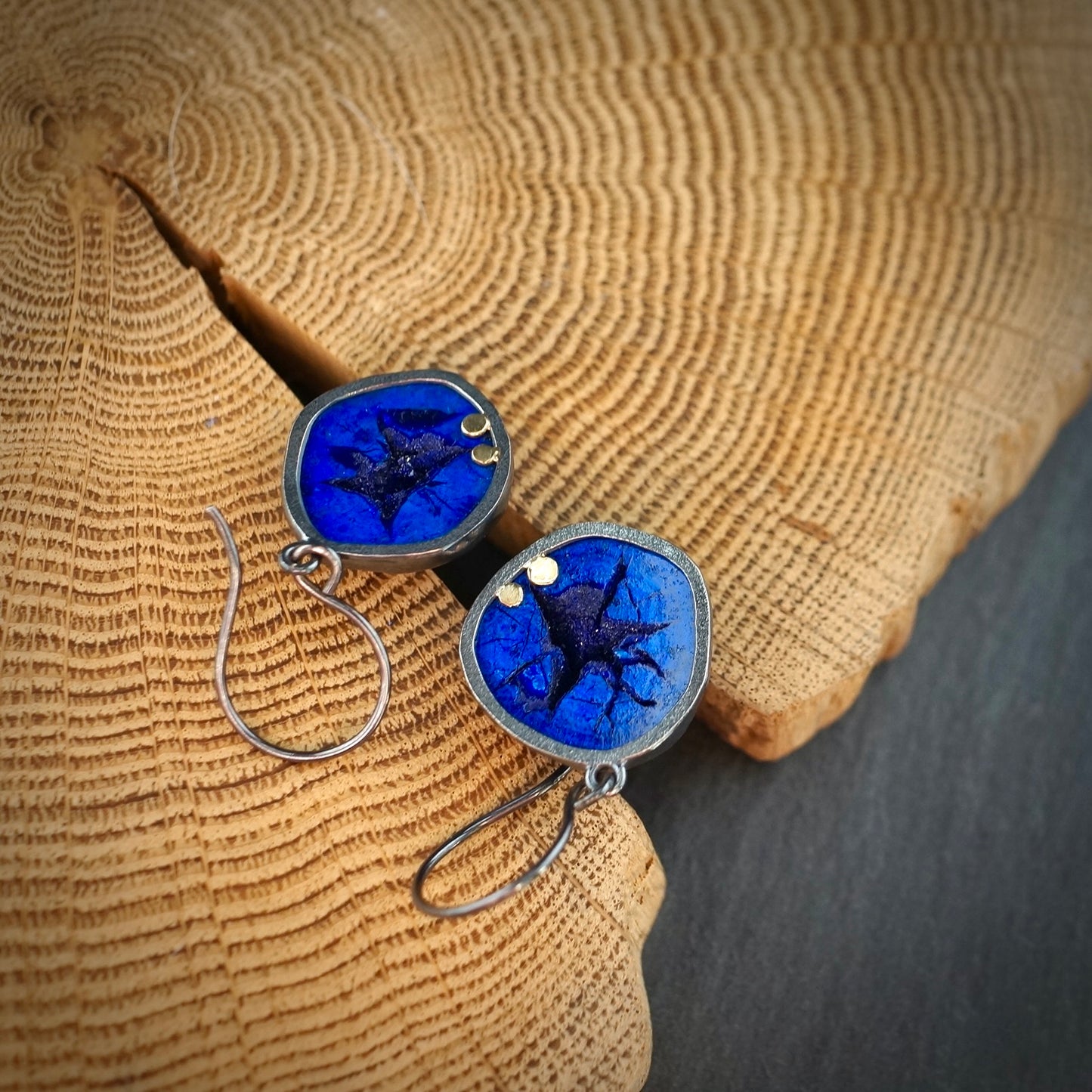 Russian azurite geode earrings