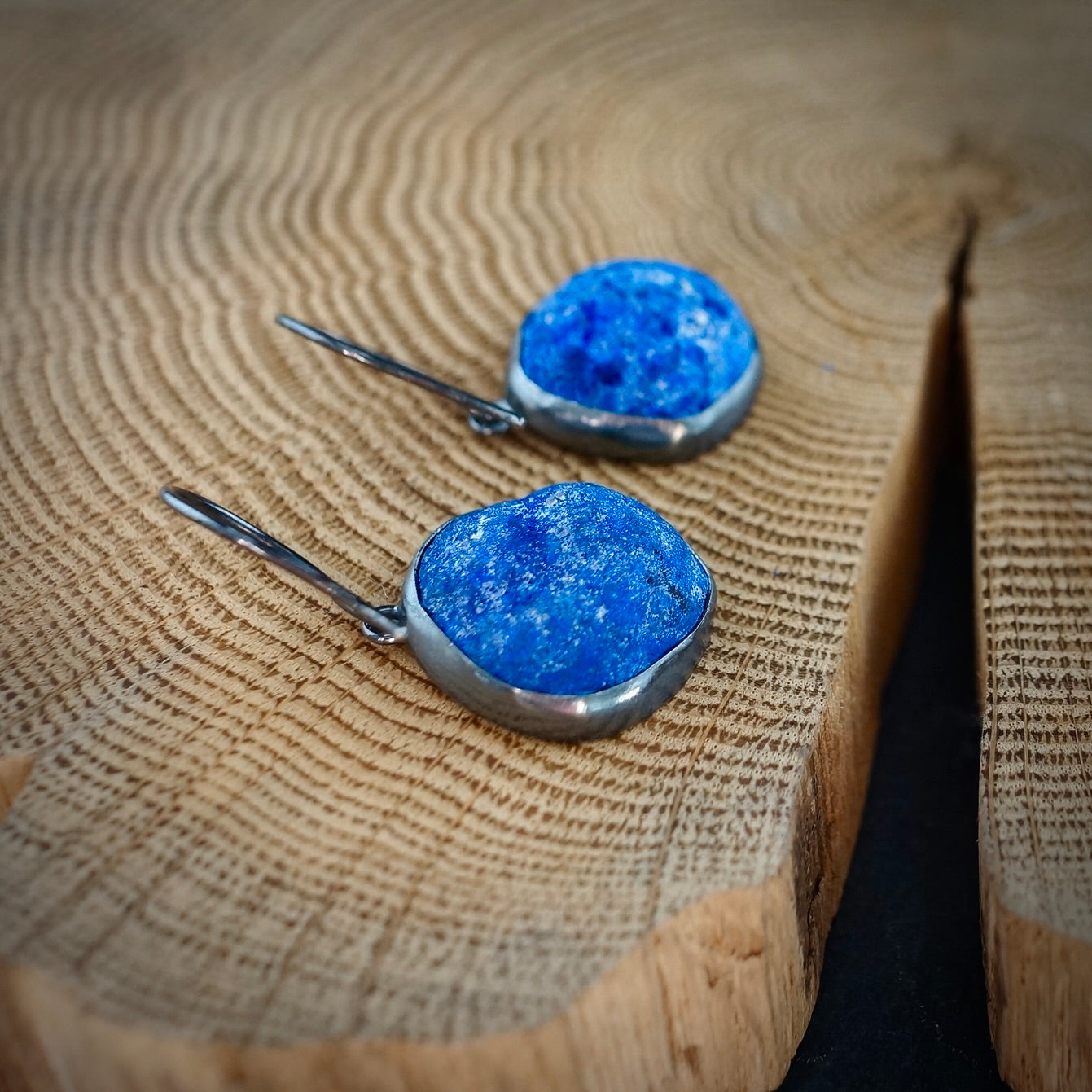 Russian azurite geode earrings