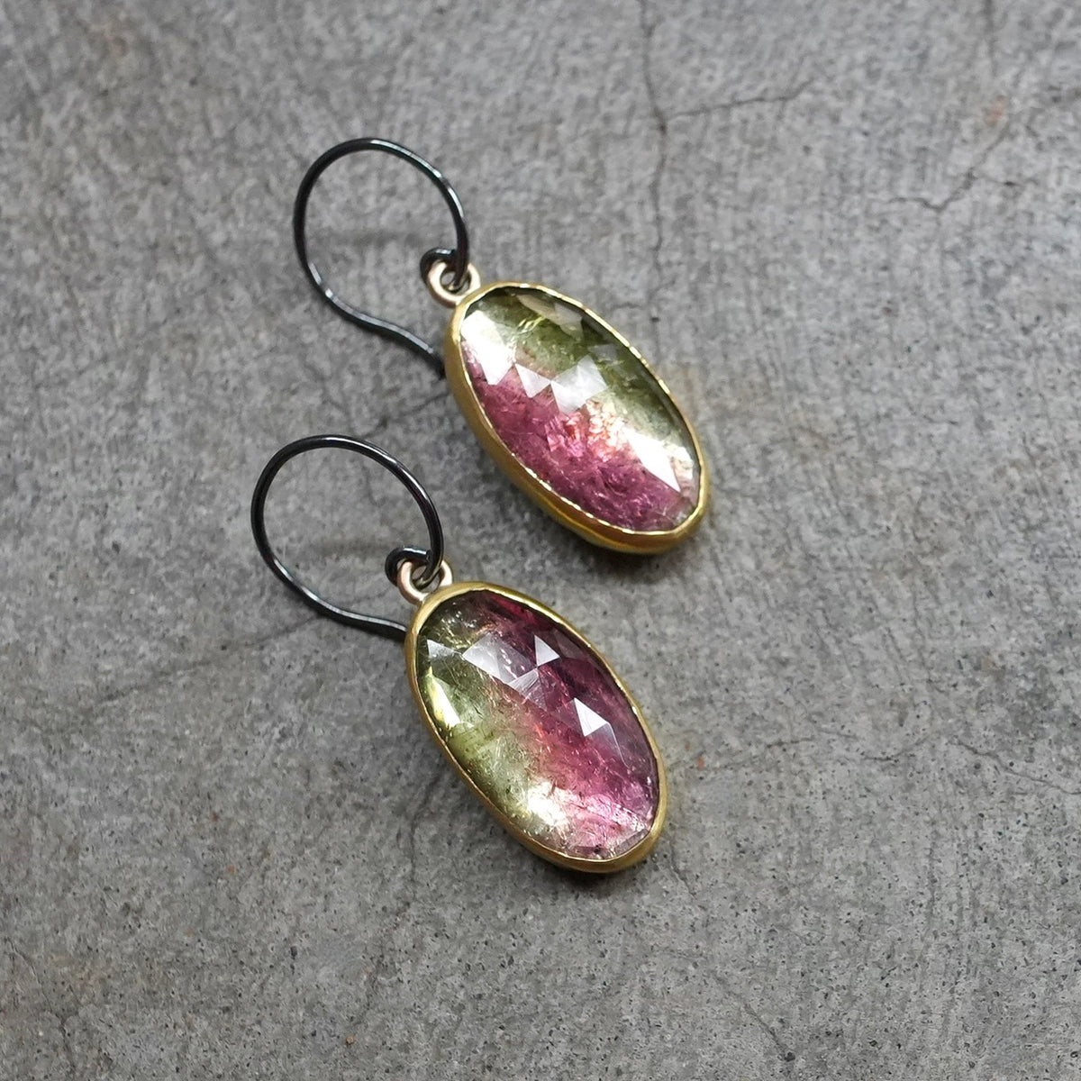Watermelon tourmaline earrings