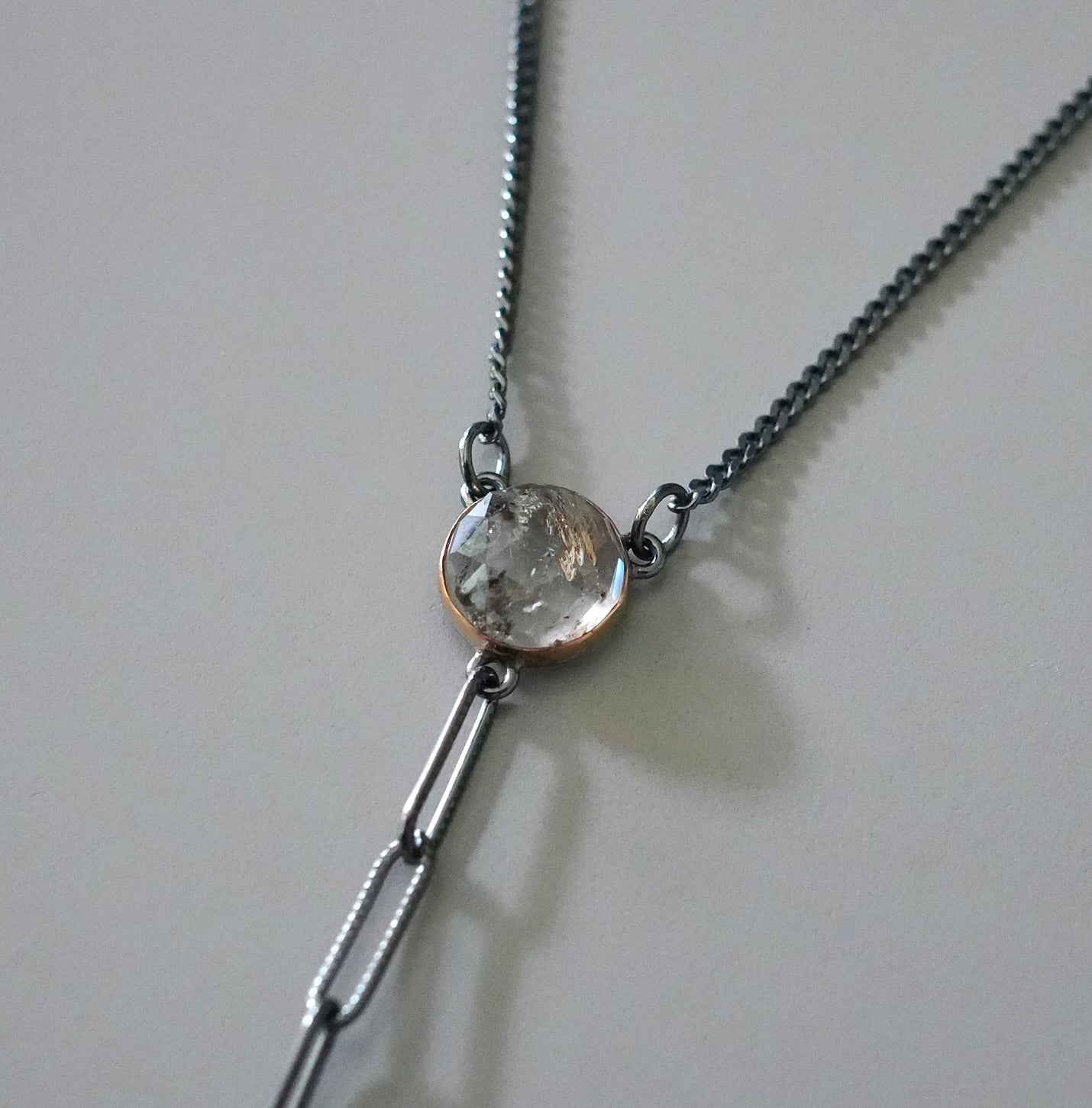 Herkimer diamond and cobalt calcite necklace