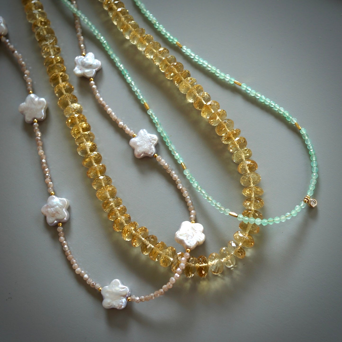 Dedicated chrysoprase and diamond necklace