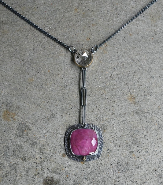 Herkimer diamond and cobalt calcite necklace