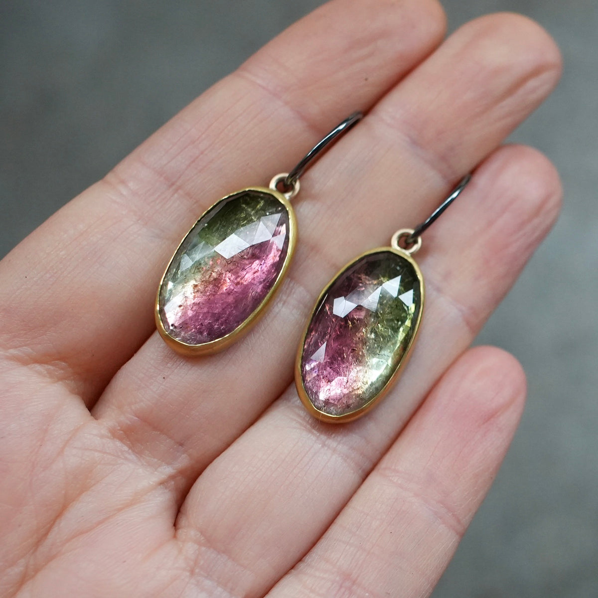 Watermelon tourmaline earrings
