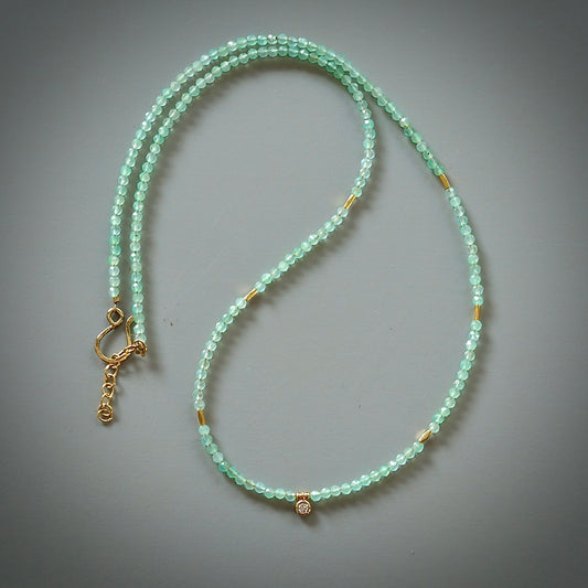 Dedicated chrysoprase and diamond necklace