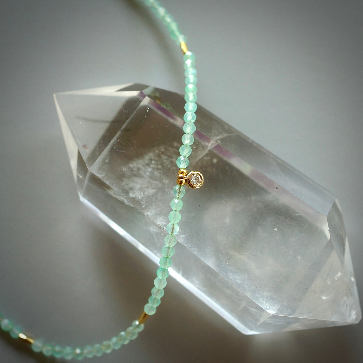 Dedicated chrysoprase and diamond necklace