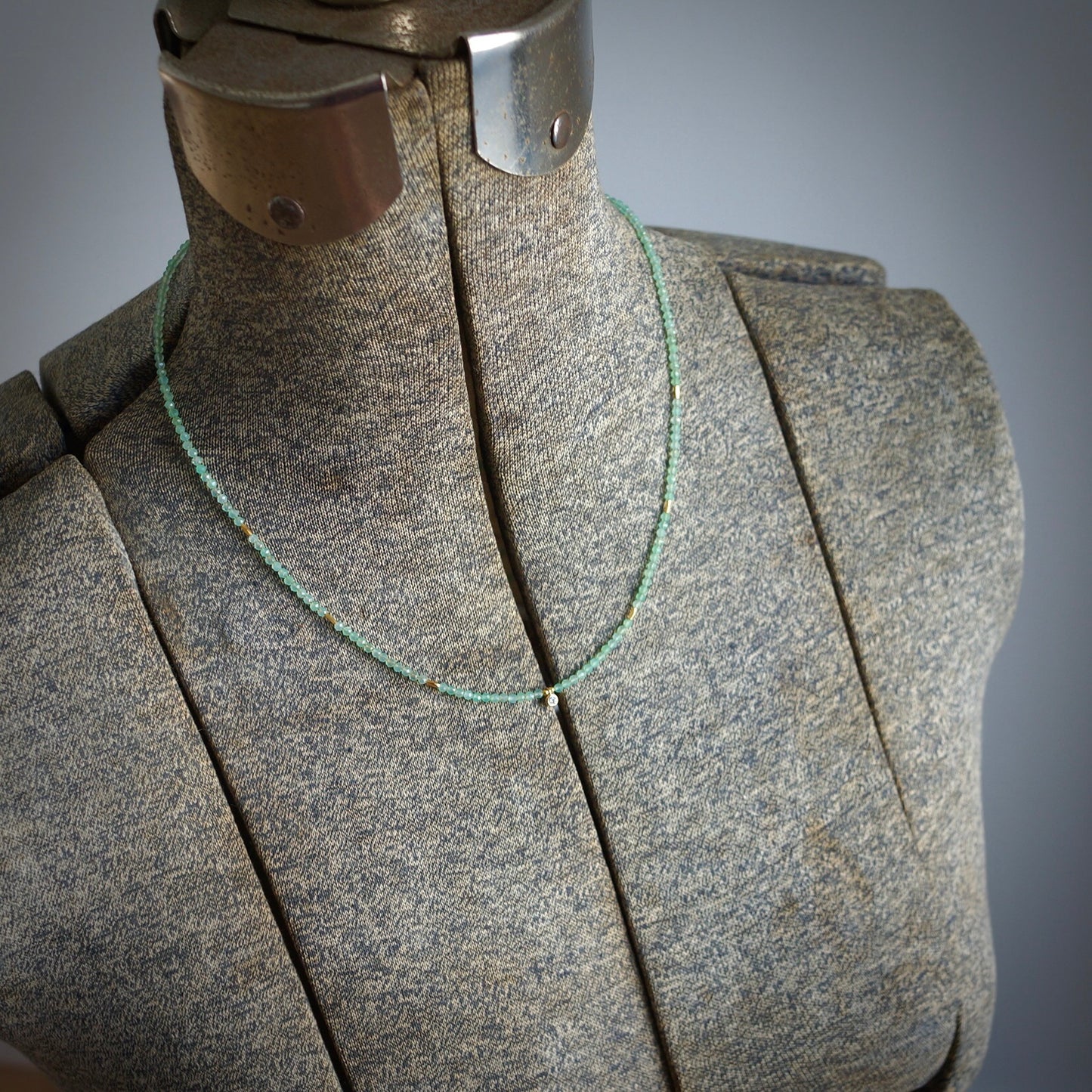 Dedicated chrysoprase and diamond necklace