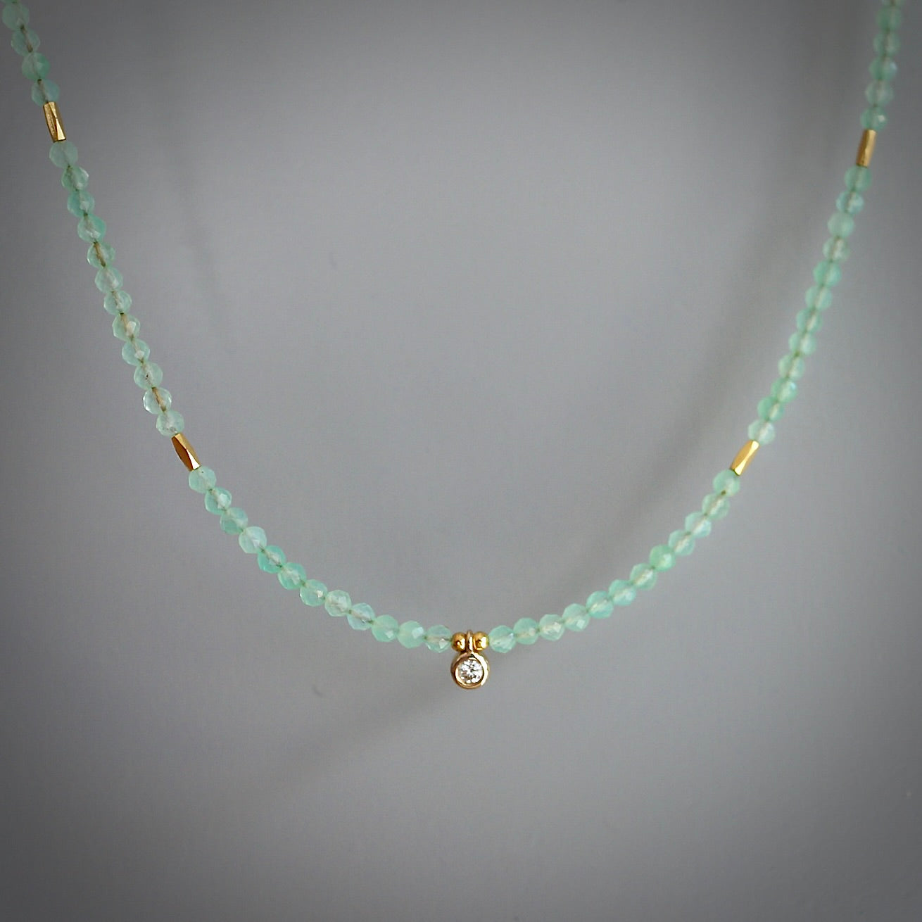 Dedicated chrysoprase and diamond necklace