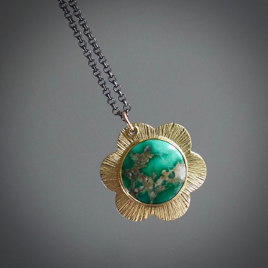 Broken Arrow Variscite Flower pendant