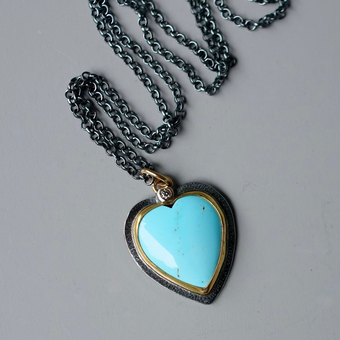 Golden Hills turquoise heart pendant with diamond accent