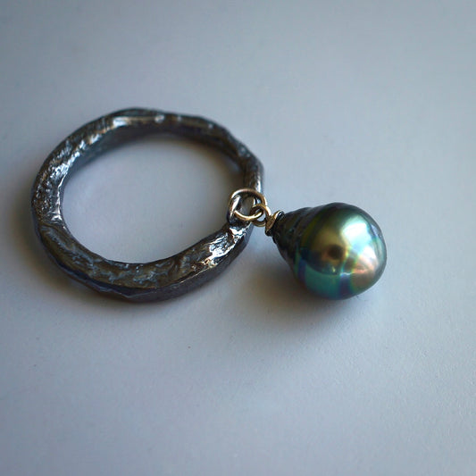 Dangle Tahitian pearl ring