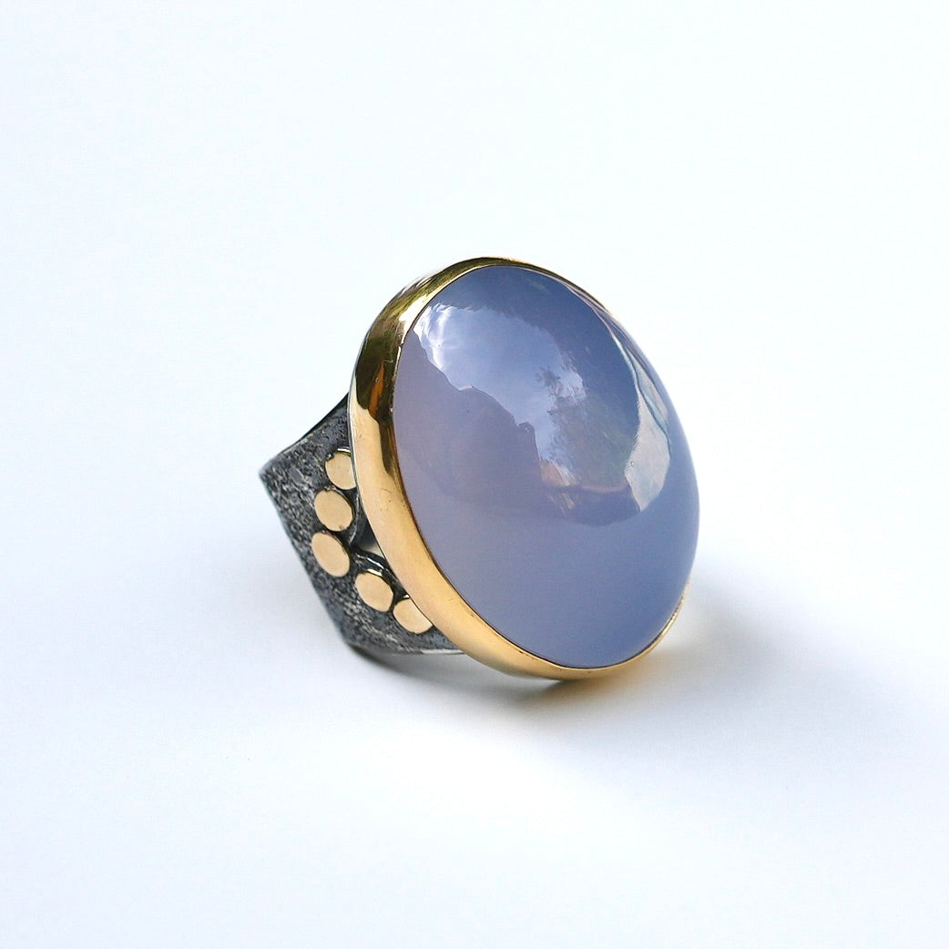 Indonesian lavender chalcedony ring