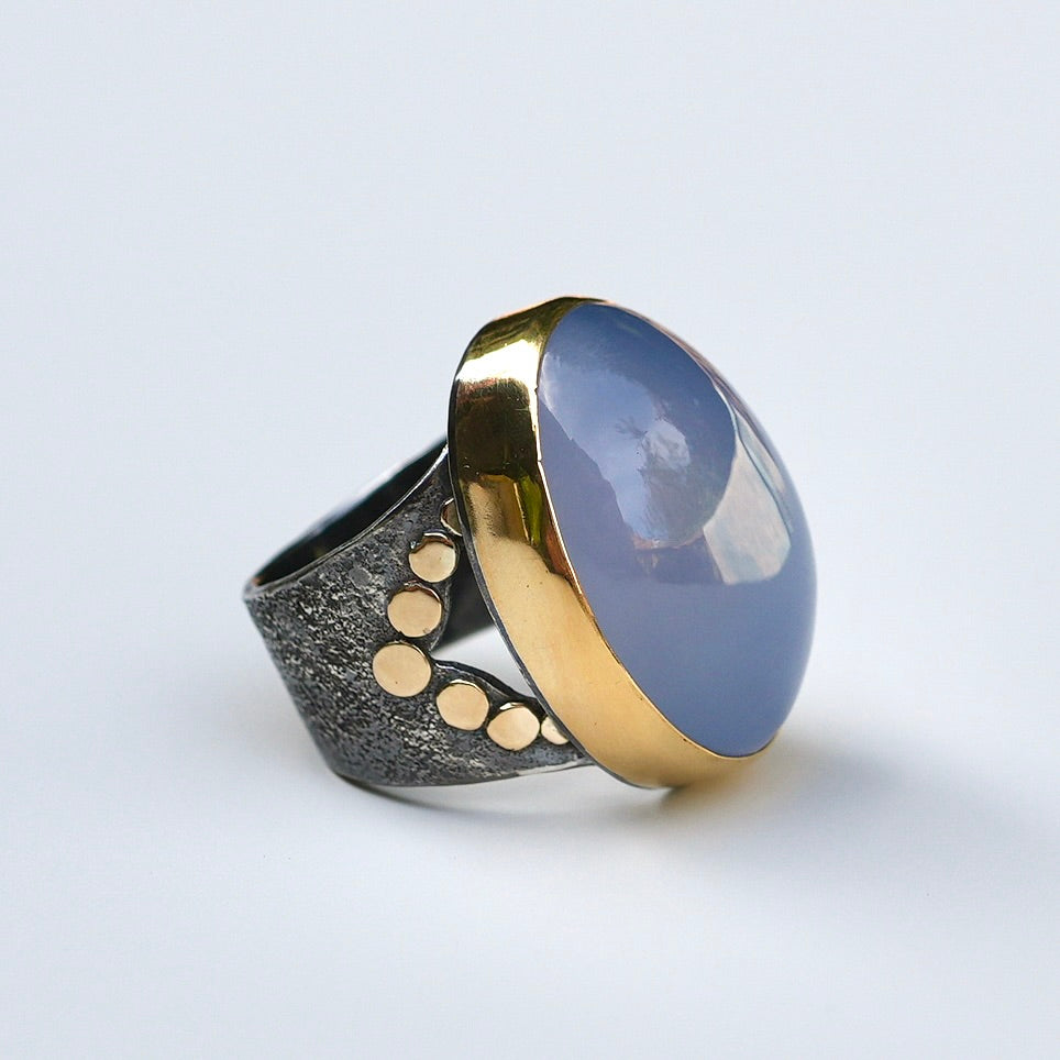 Indonesian lavender chalcedony ring