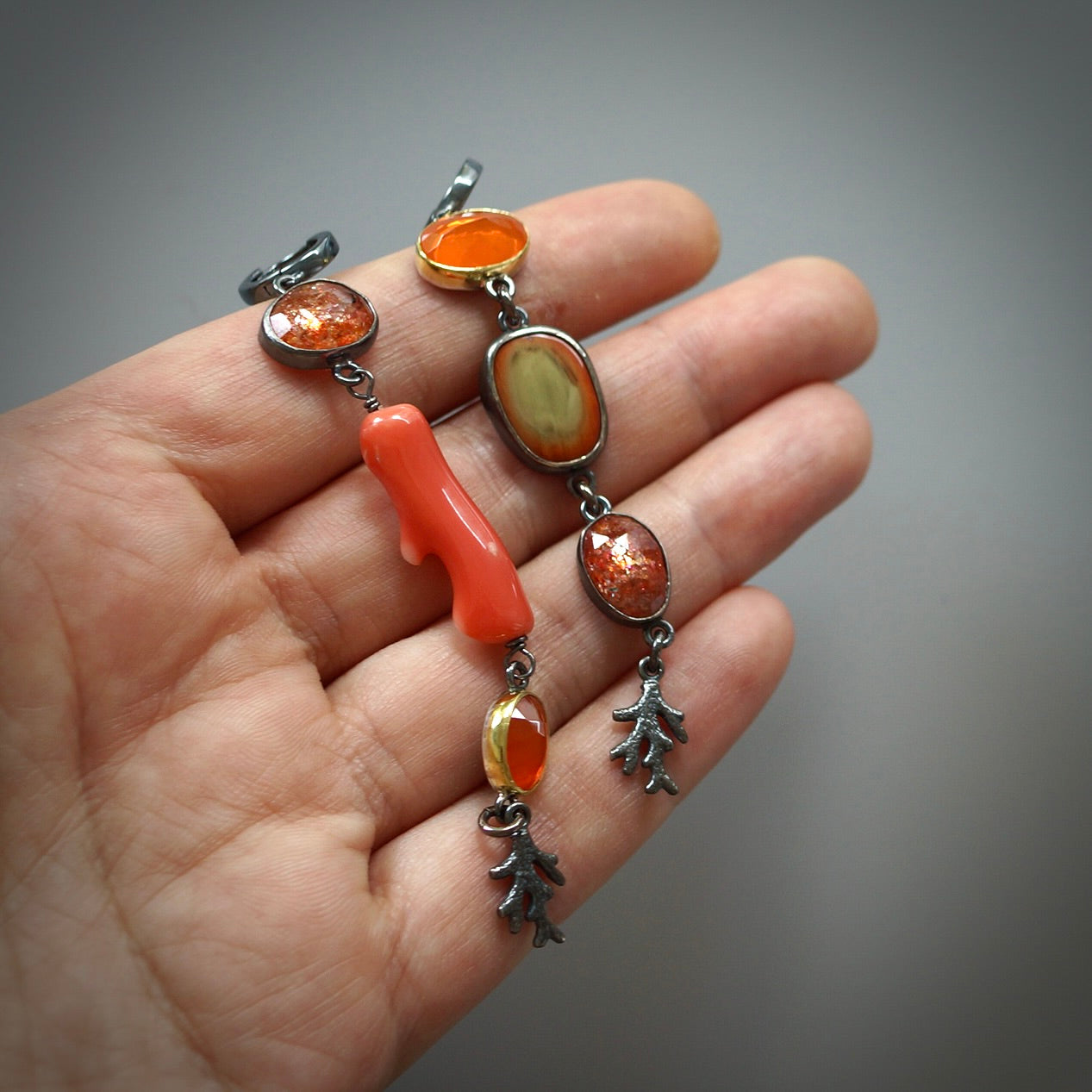 Mixed gemstone earrings