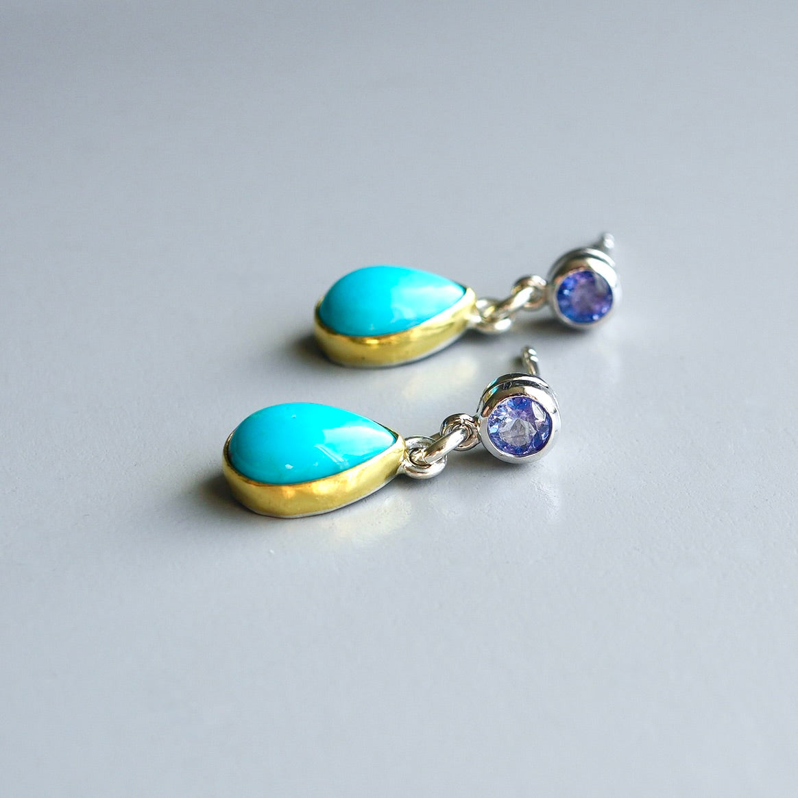 Tanzanite and Sleeping Beauty turquoise earrings