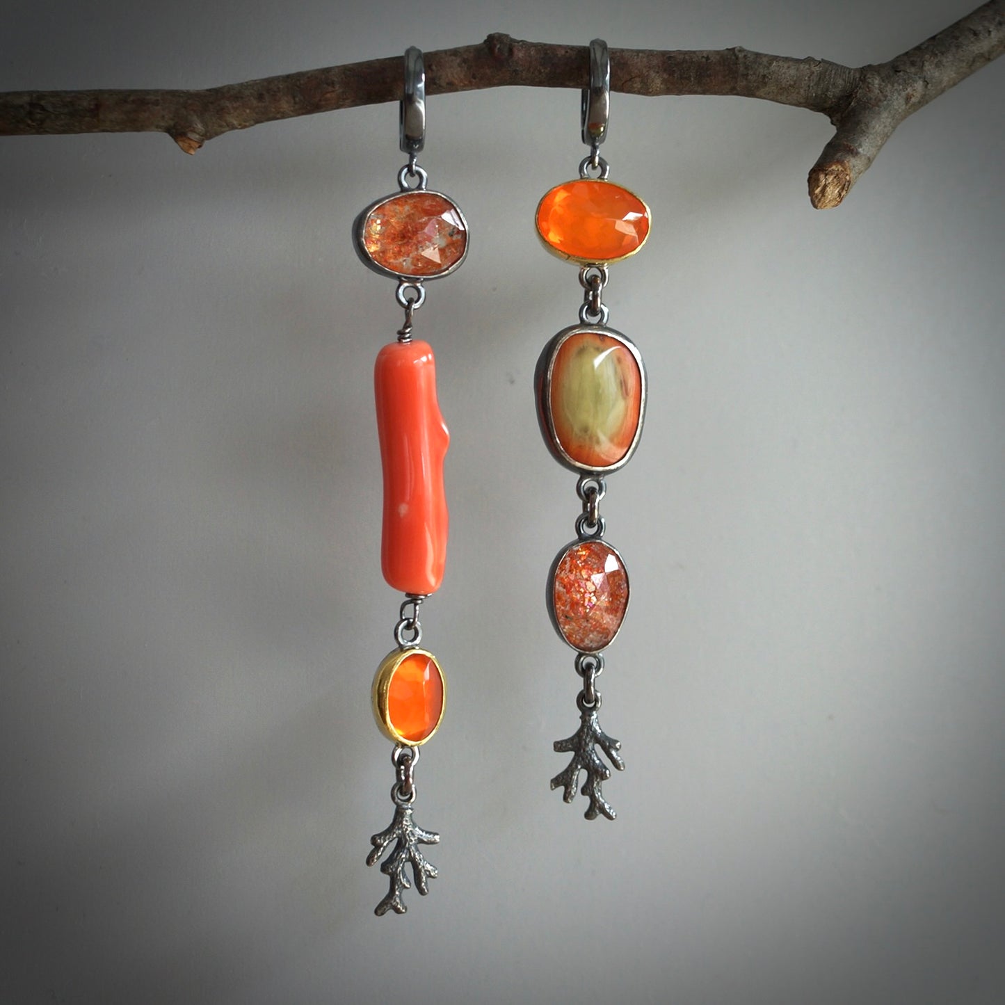 Mixed gemstone earrings