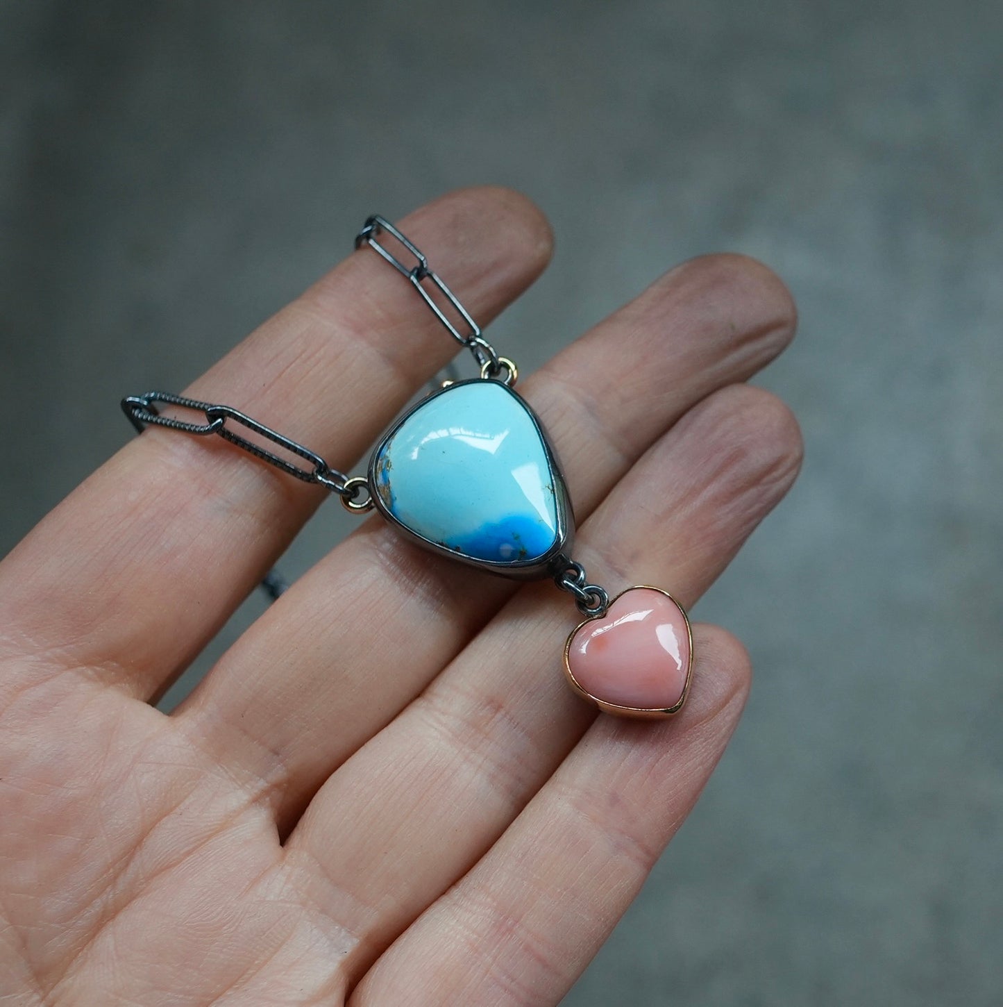 Golden Hills turquoise and Japanese precious coral necklace