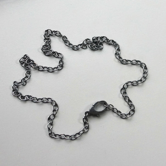 Oxidized sterling silver chain with large lobster clasp