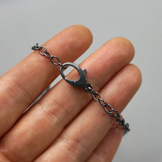 Oxidized sterling silver chain with large lobster clasp
