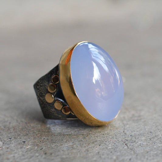 Indonesian lavender chalcedony ring