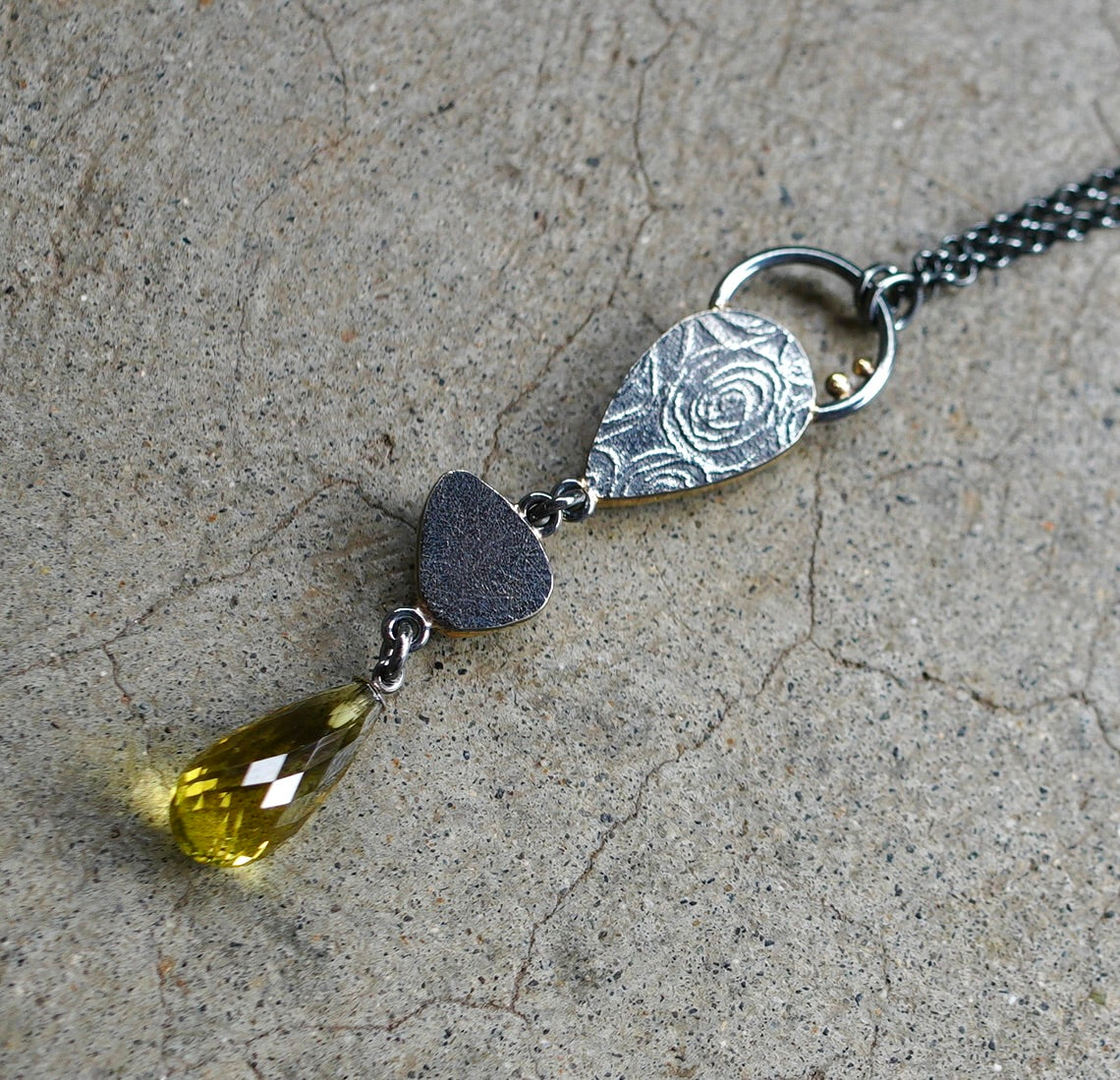 Natural green agate, London blue topaz and Lemon quartz necklace