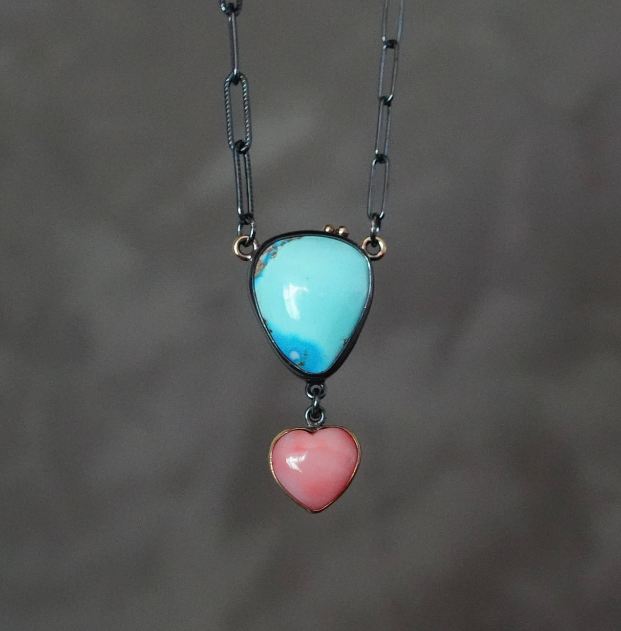 Golden Hills turquoise and Japanese precious coral necklace