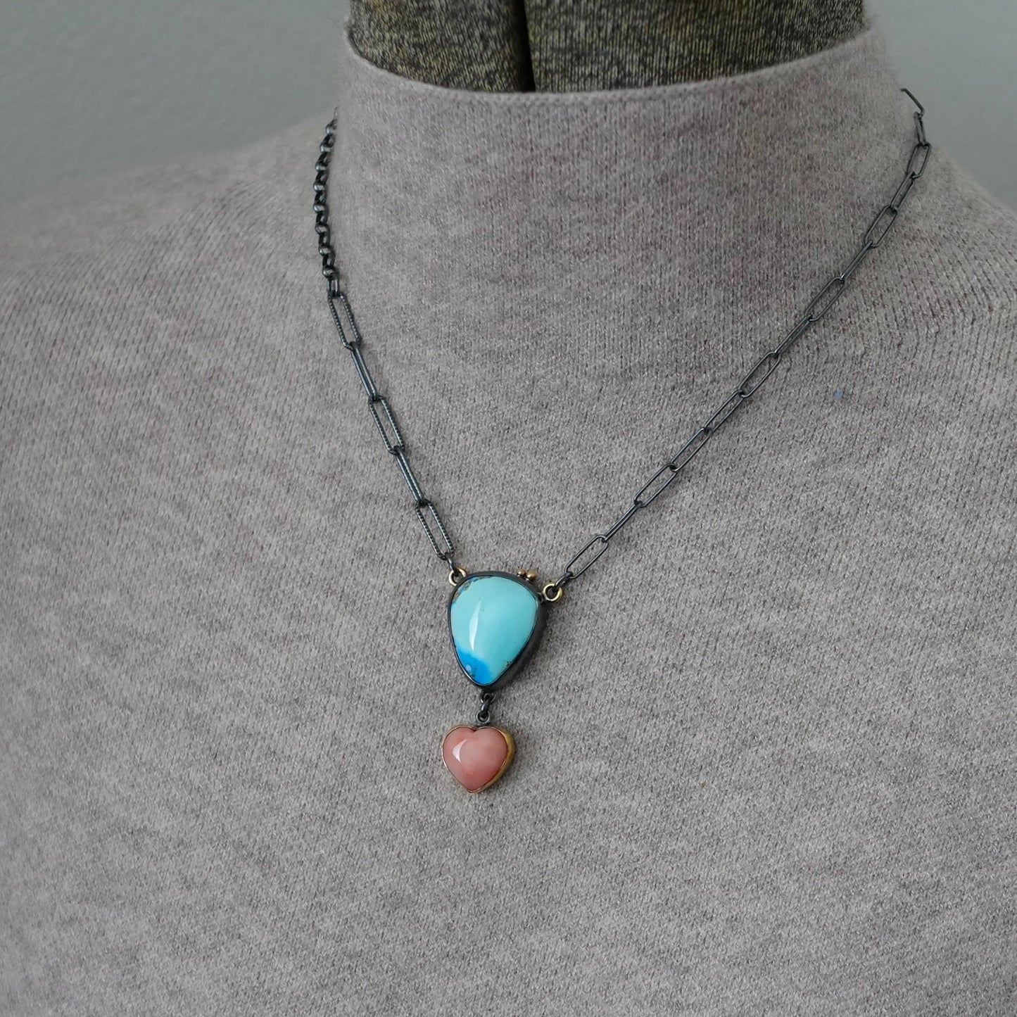 Golden Hills turquoise and Japanese precious coral necklace