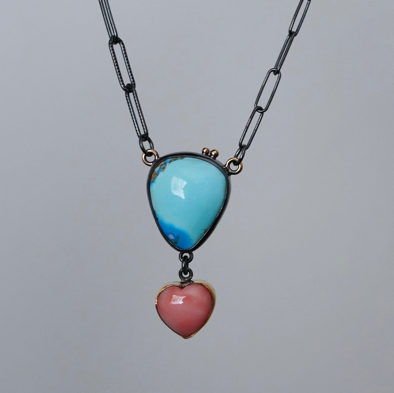 Golden Hills turquoise and Japanese precious coral necklace
